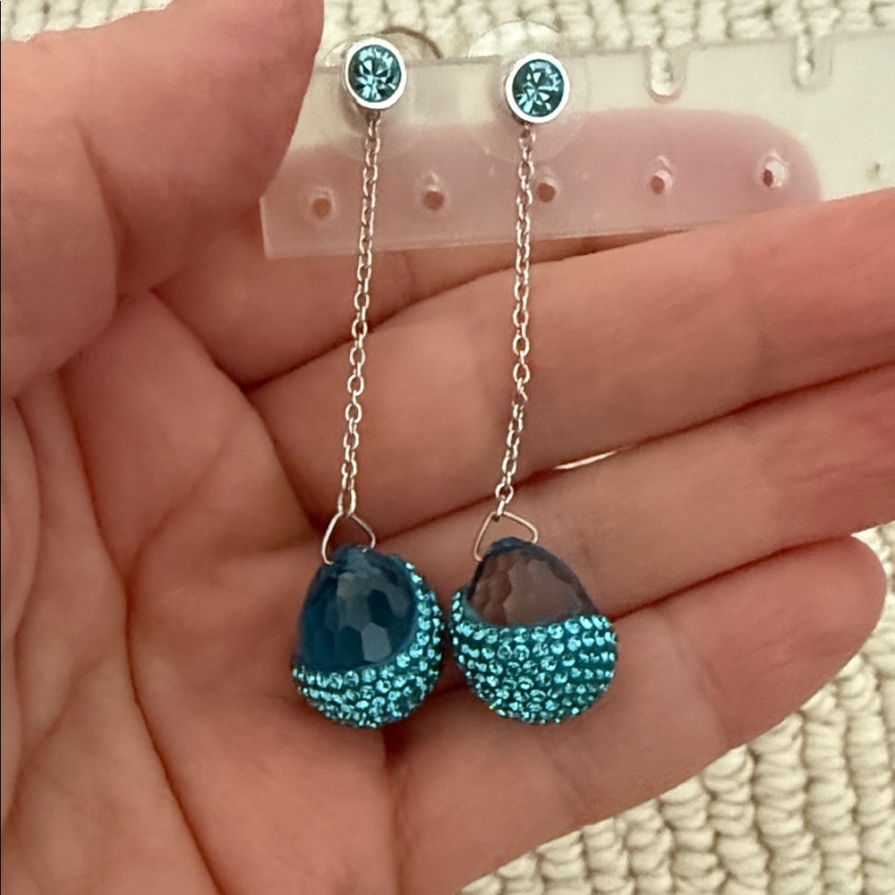 Elegant Silver and Blue Drop Earrings